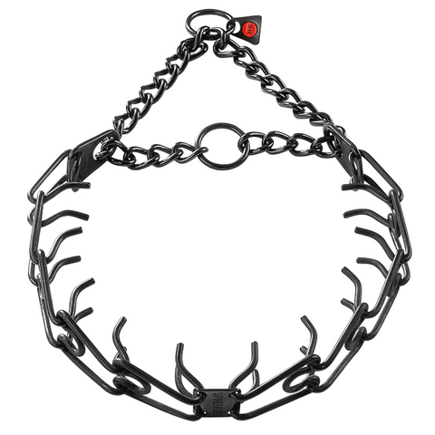 Herm Sprenger ULTRA-PLUS Training collar with Center-Plate & Assembly Chain – Stainless Steel (BLACK)