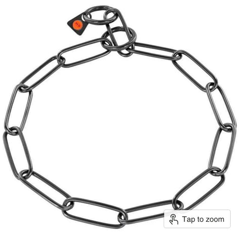 Herm Sprenger Long Link Fur Saver Collar (Black Stainless Steel)